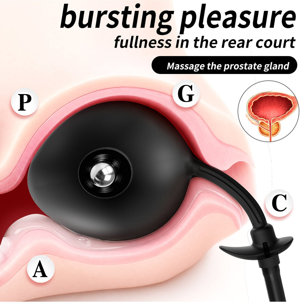 Magnetic Inflatable Anal Plug Premium Expandable Silicone Butt Plug with Hand Pump - Tarisss Sex Toy Store