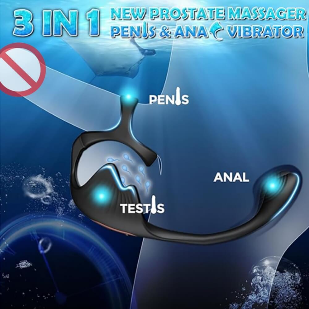 Manta 3 in 1 Multifunctional Prostate Massager with 10 Vibrations and Penis Ring - Tarisss Sex Toy Store