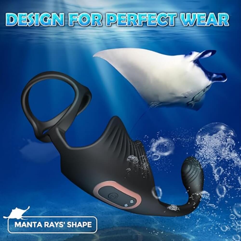Manta 3 in 1 Multifunctional Prostate Massager with 10 Vibrations and Penis Ring - Tarisss Sex Toy Store