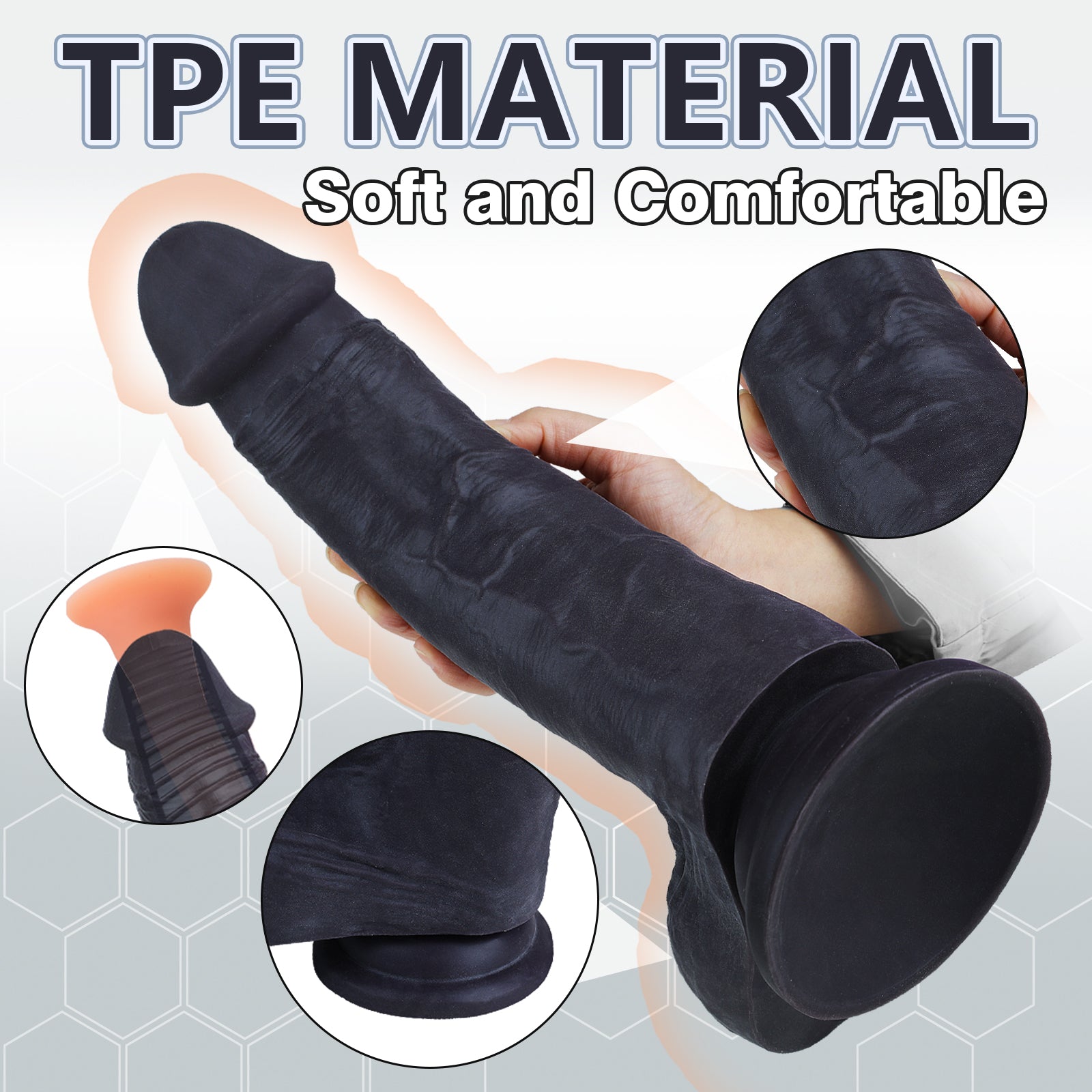 MAPARON 11 Inch Black Huge Realistic Dildo - Tarisss Sex Toy Store