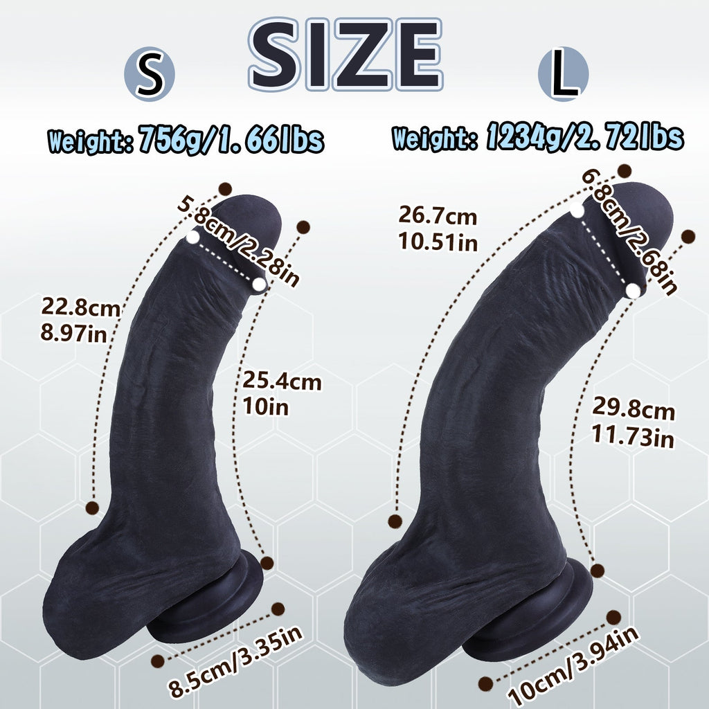 MAPARON 11 Inch Black Huge Realistic Dildo - Tarisss Sex Toy Store