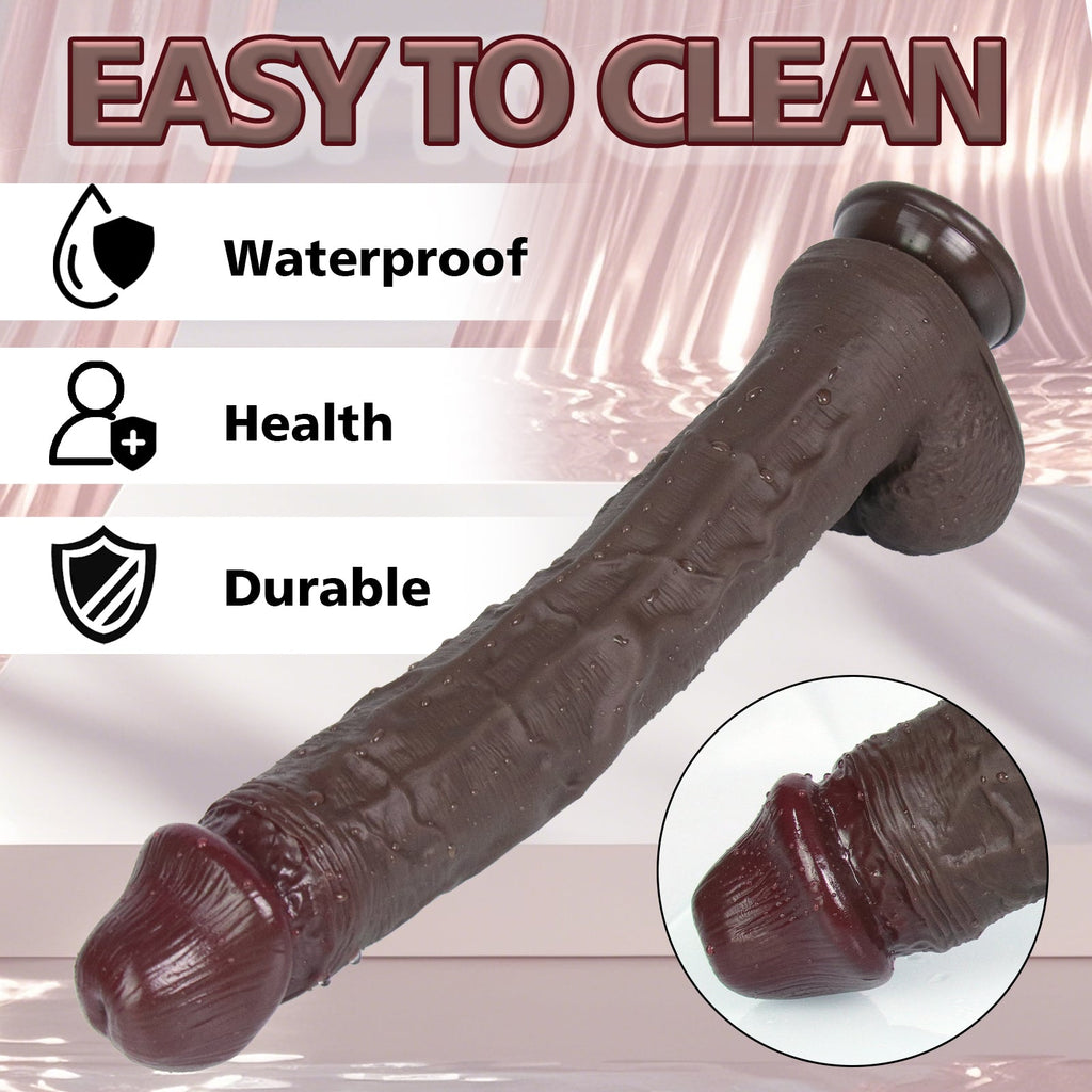 MAPARON 12 Inch Realistic Long Black Dildo - Tarisss Sex Toy Store