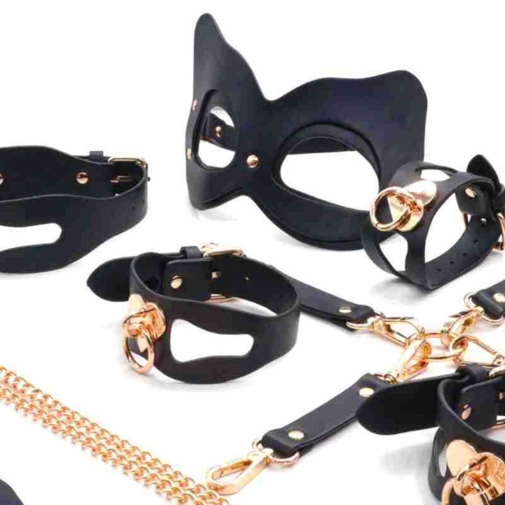 MAPARON BDSM Bondage Set Restraint Kit for SM Role Play Sex Game 10 Pieces Black - Tarisss Sex Toy Store