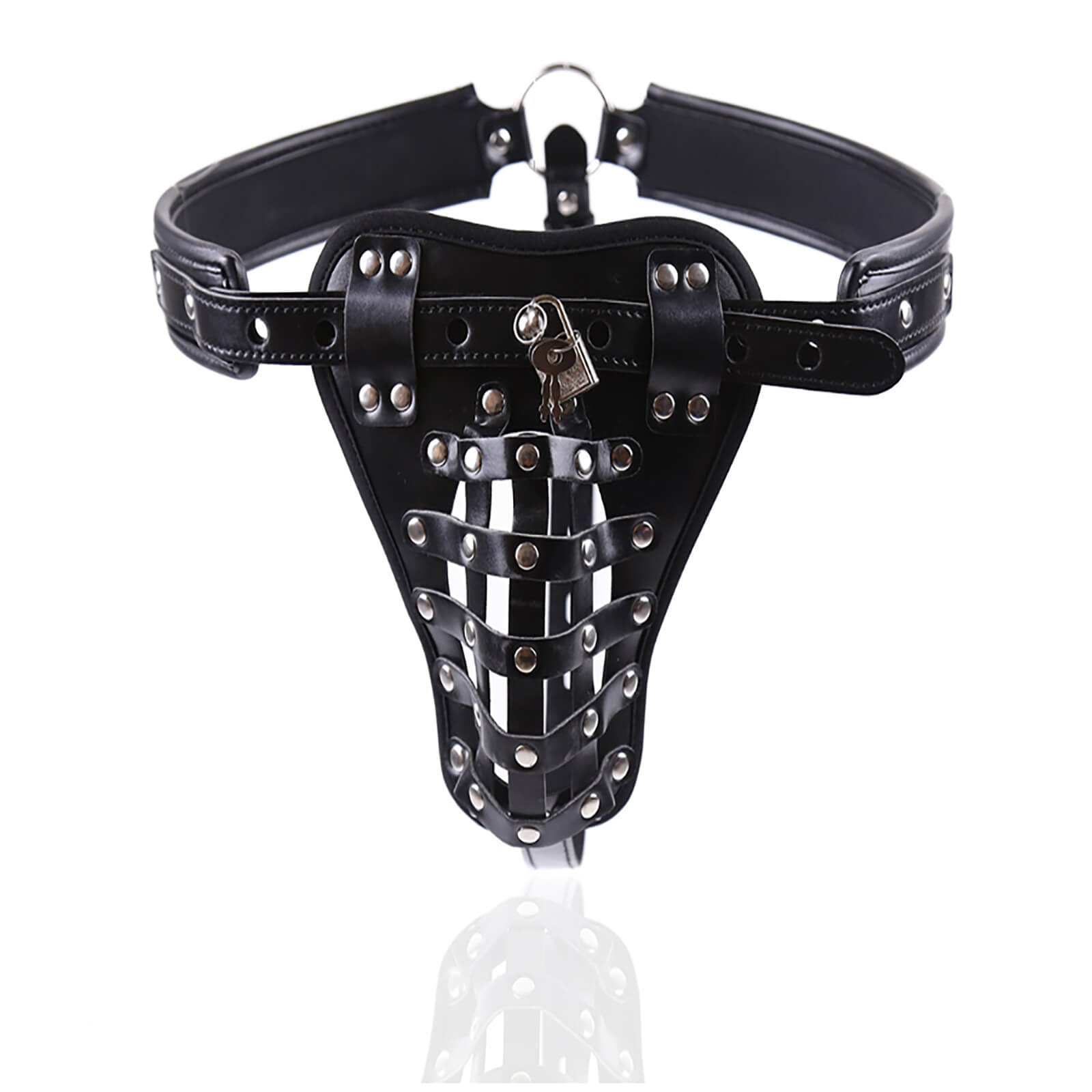 MAPARON Bondage Leather Men's Chastity Pants with Penis Lock Cage - Tarisss Sex Toy Store