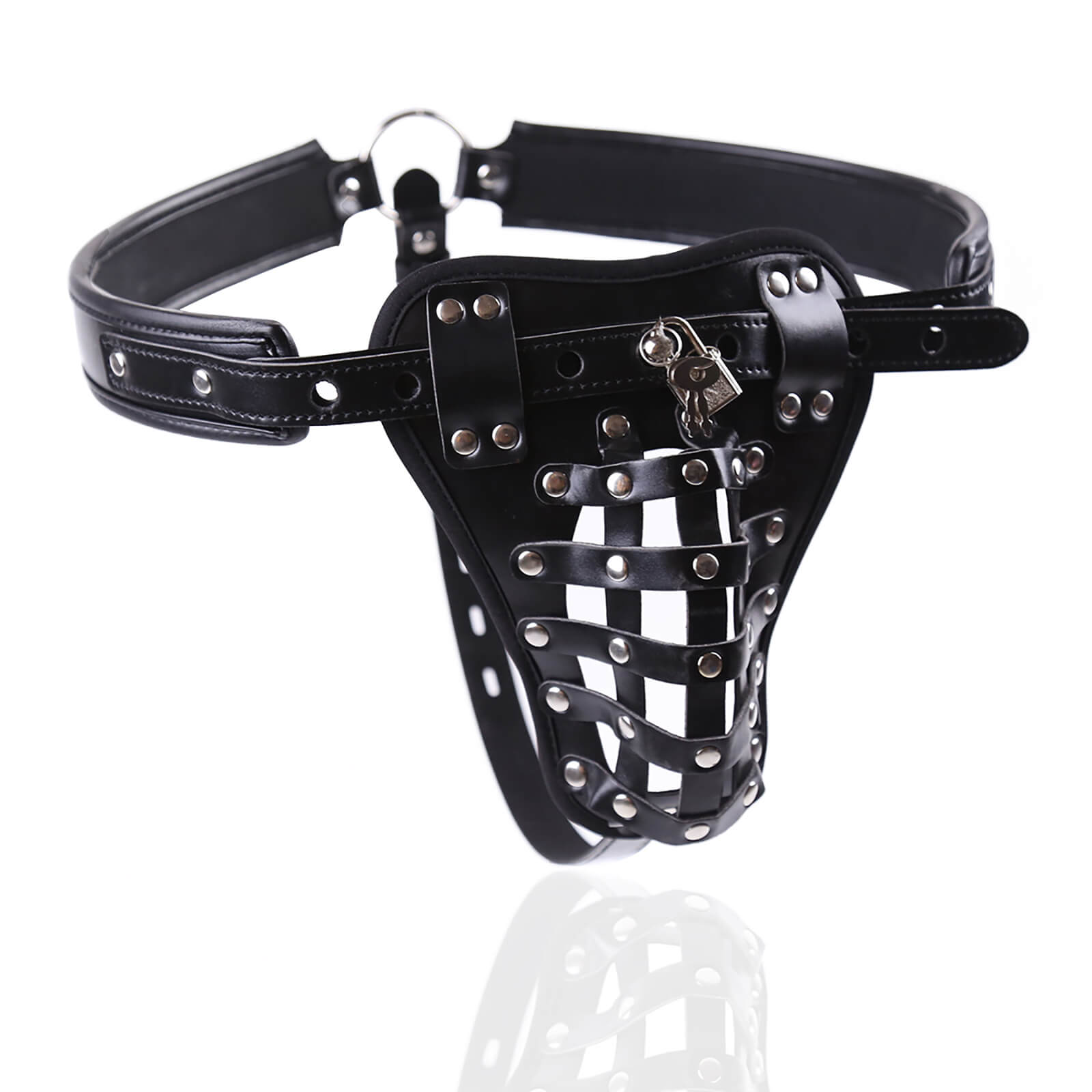 MAPARON Bondage Leather Men's Chastity Pants with Penis Lock Cage - Tarisss Sex Toy Store