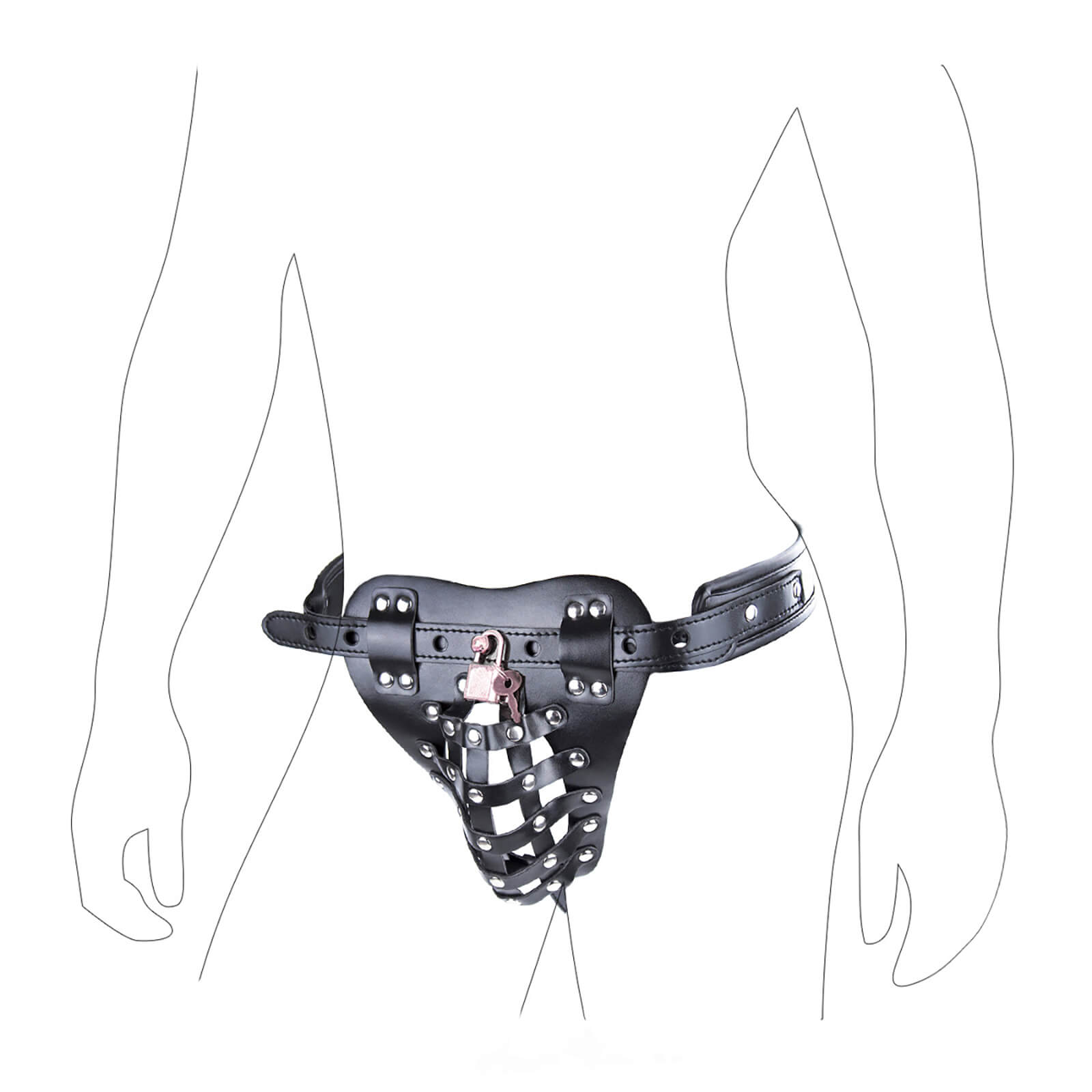 MAPARON Bondage Leather Men's Chastity Pants with Penis Lock Cage - Tarisss Sex Toy Store