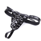 MAPARON Bondage Leather Men's Chastity Pants with Penis Lock Cage - Tarisss Sex Toy Store