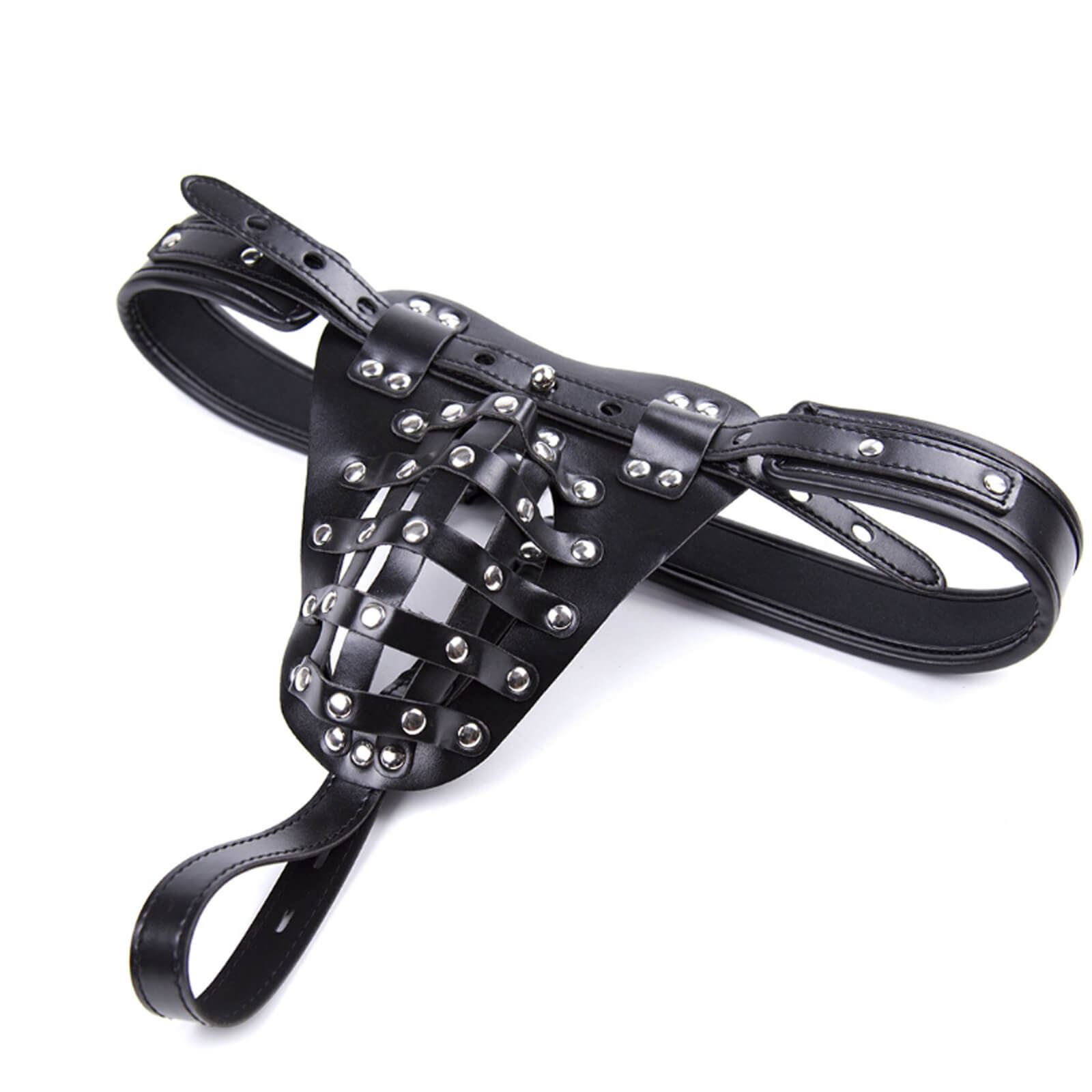 MAPARON Bondage Leather Men's Chastity Pants with Penis Lock Cage - Tarisss Sex Toy Store