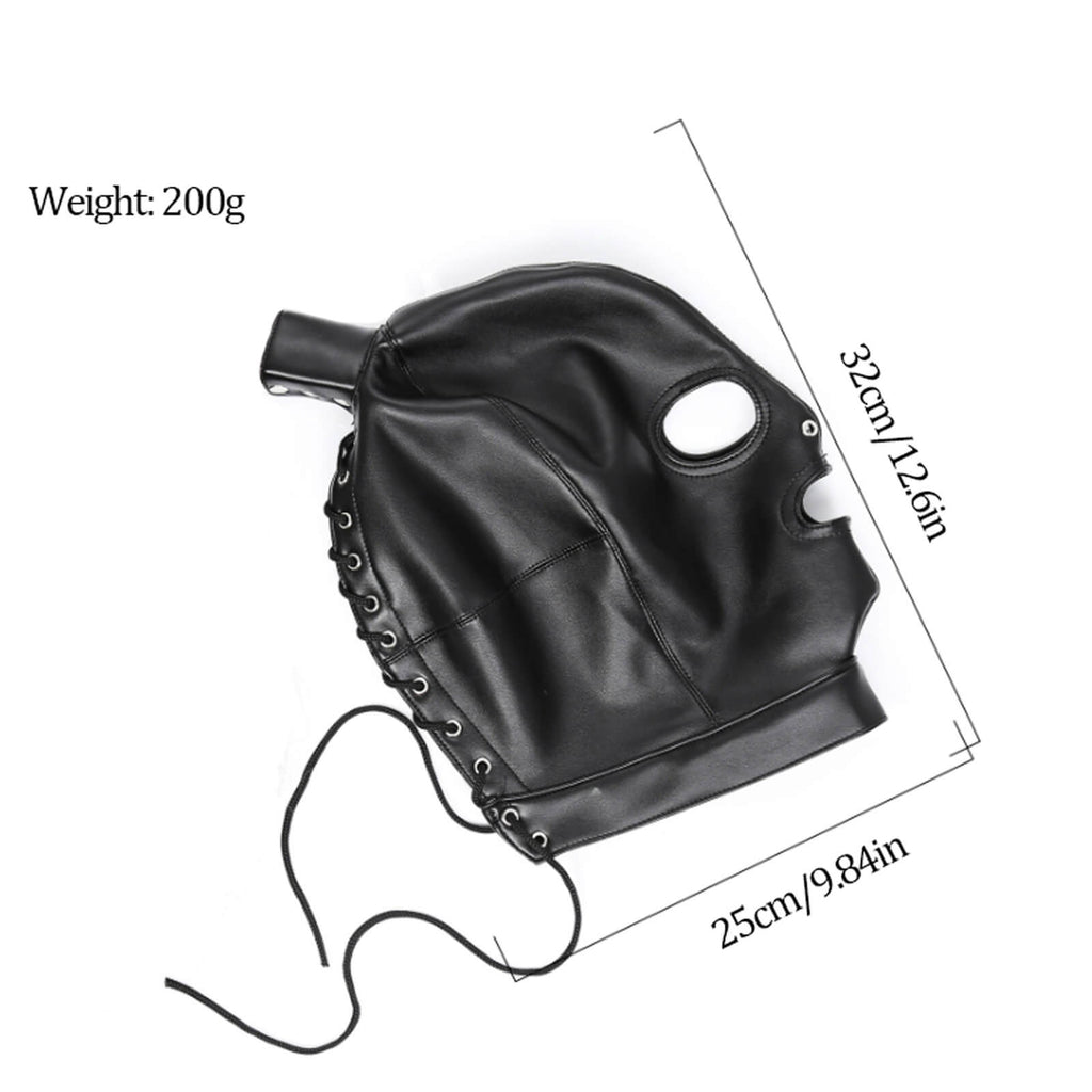 MAPARON Leather Head Hood Mask Adult Cosplay BDSM Bondage Slave - Tarisss Sex Toy Store