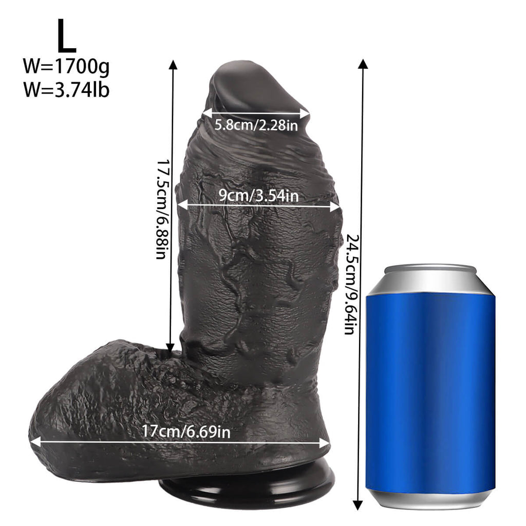 MAPARON Ragnar 9 Inch Extra Thick Huge Black Realistic Dildo - Tarisss Sex Toy Store