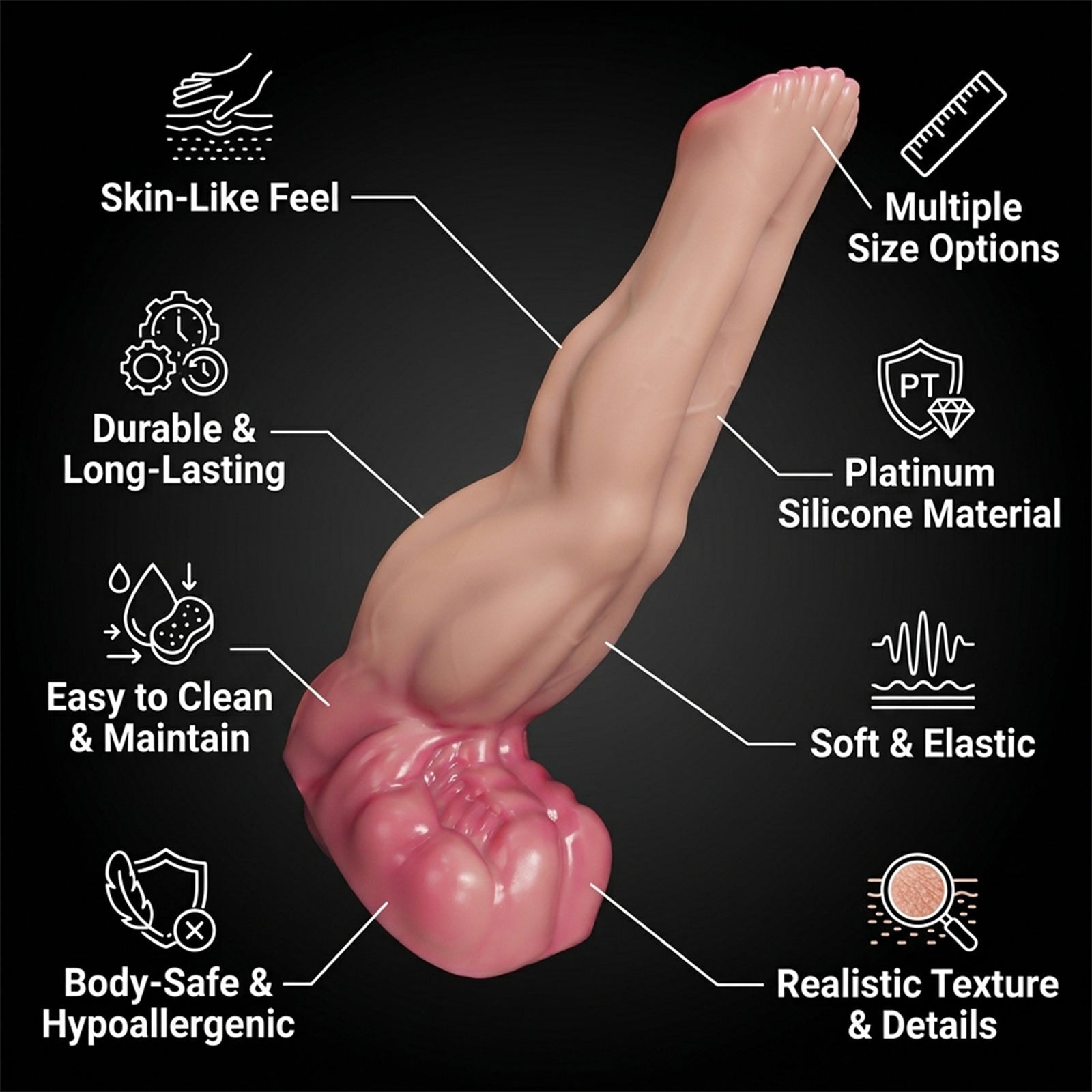 Massive Fantasy Beast Dildo, Lifelike Muscle Textured Tentacle Phallus with Strong Suction Cup - Tarisss Sex Toy Store
