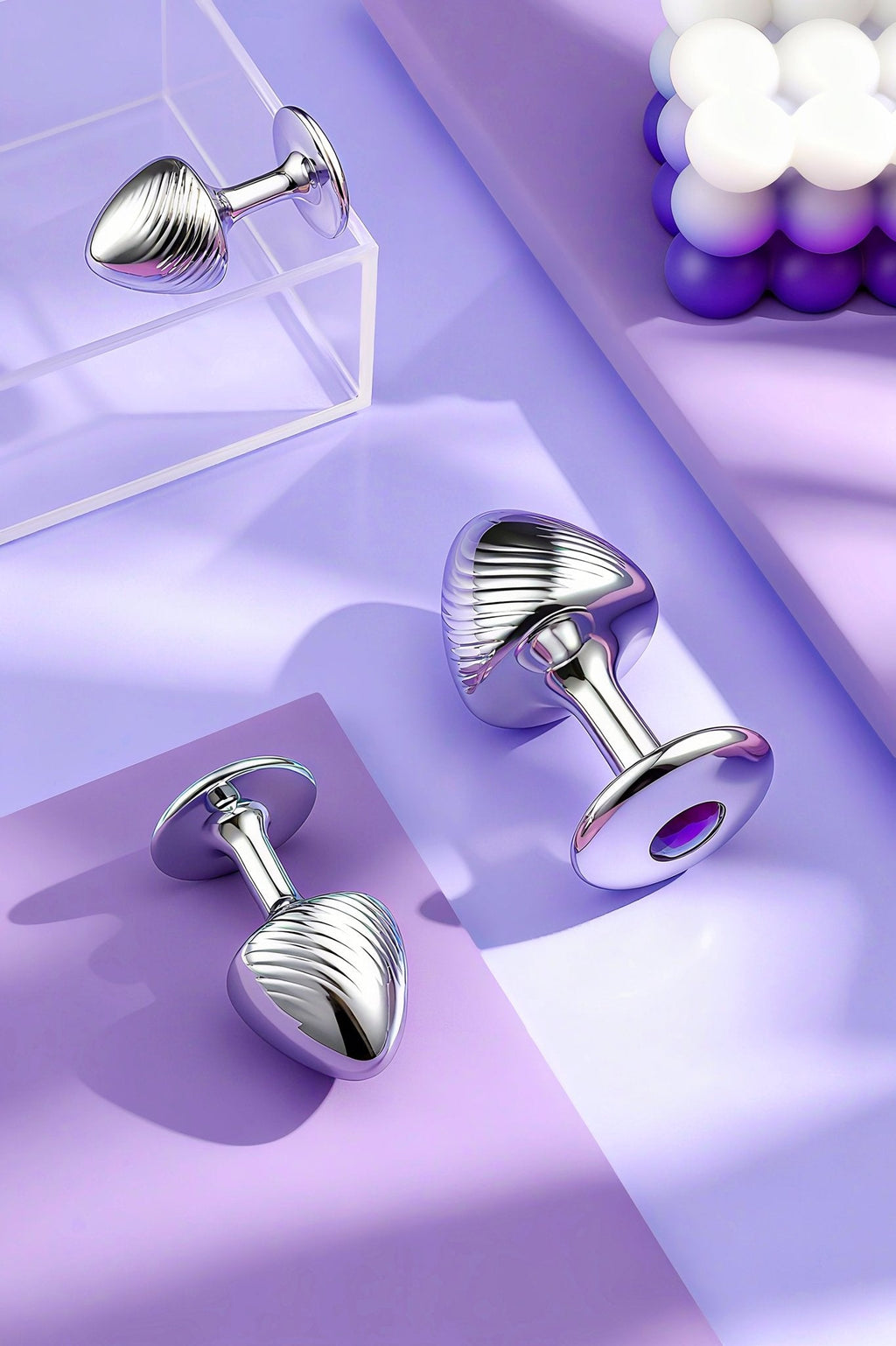 Metal Butt Plug Trio Set – Polished Silver Finish（Color Send At Random） - Tarisss Sex Toy Store