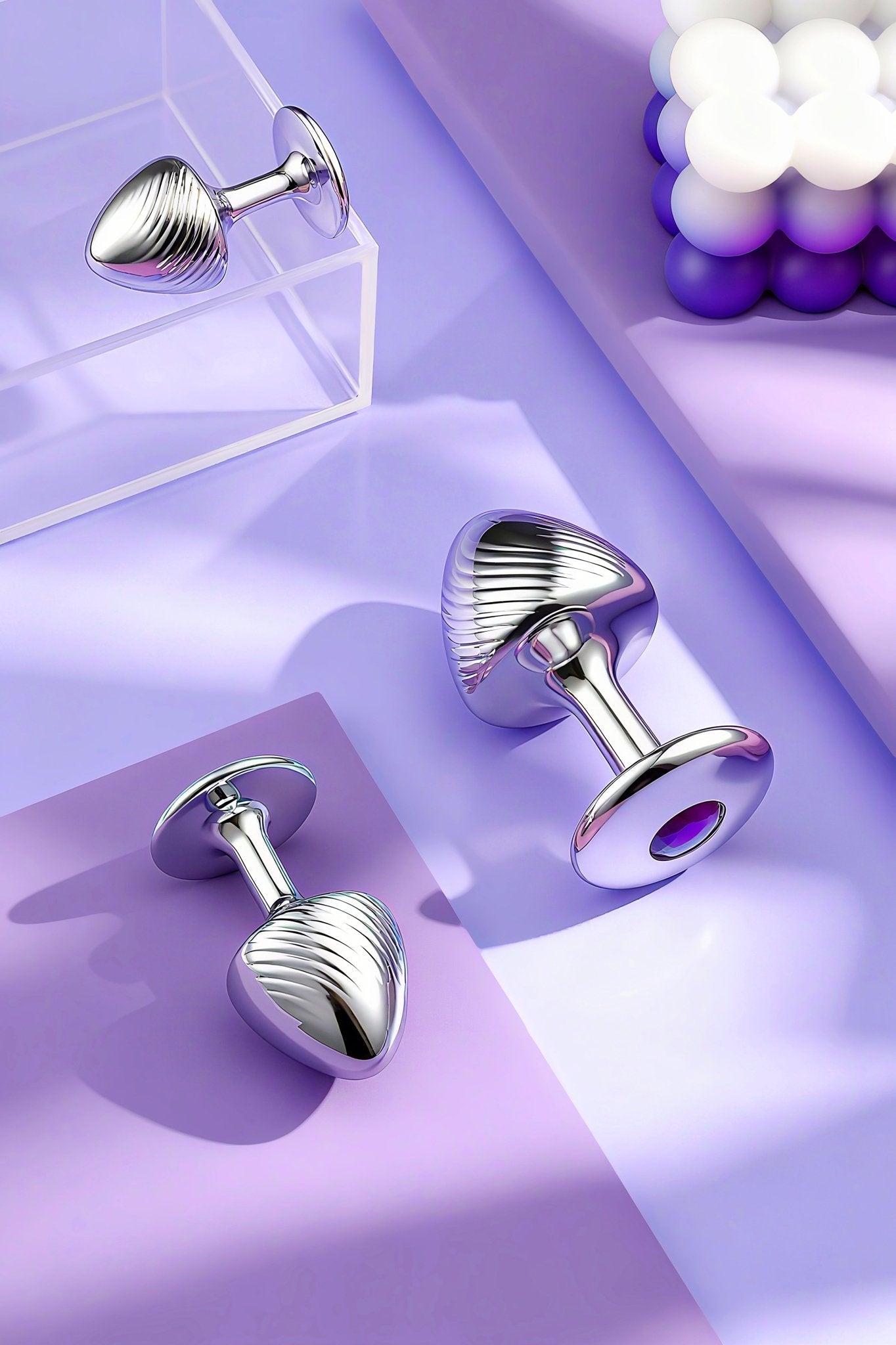Metal Butt Plug Trio Set – Polished Silver Finish（Color Send At Random） - Tarisss Sex Toy Store