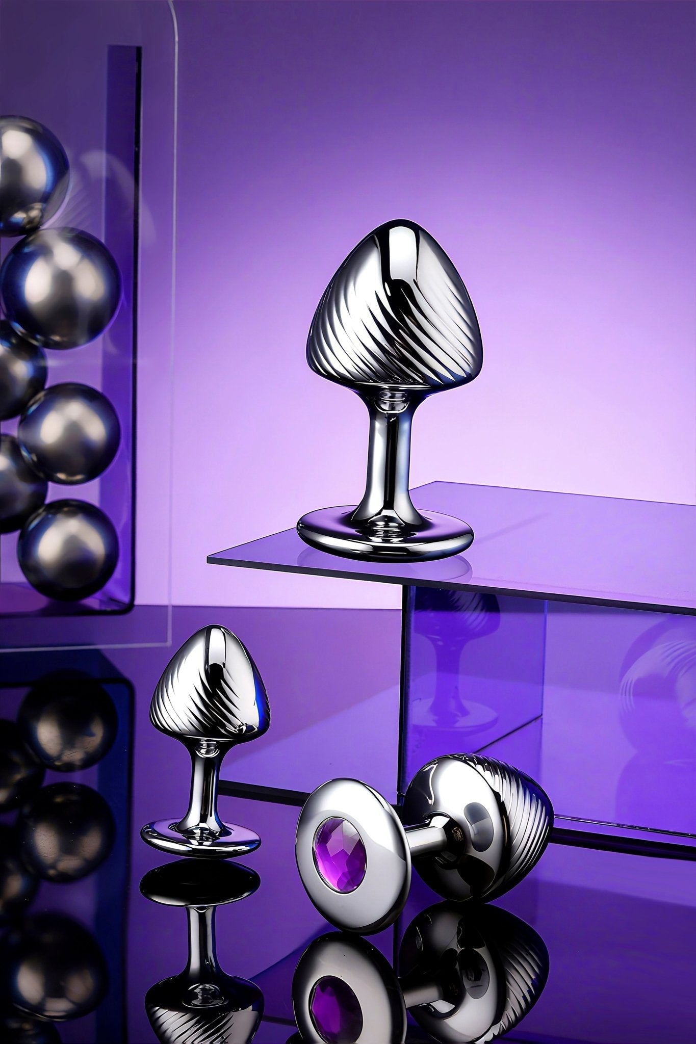 Metal Butt Plug Trio Set – Polished Silver Finish（Color Send At Random） - Tarisss Sex Toy Store