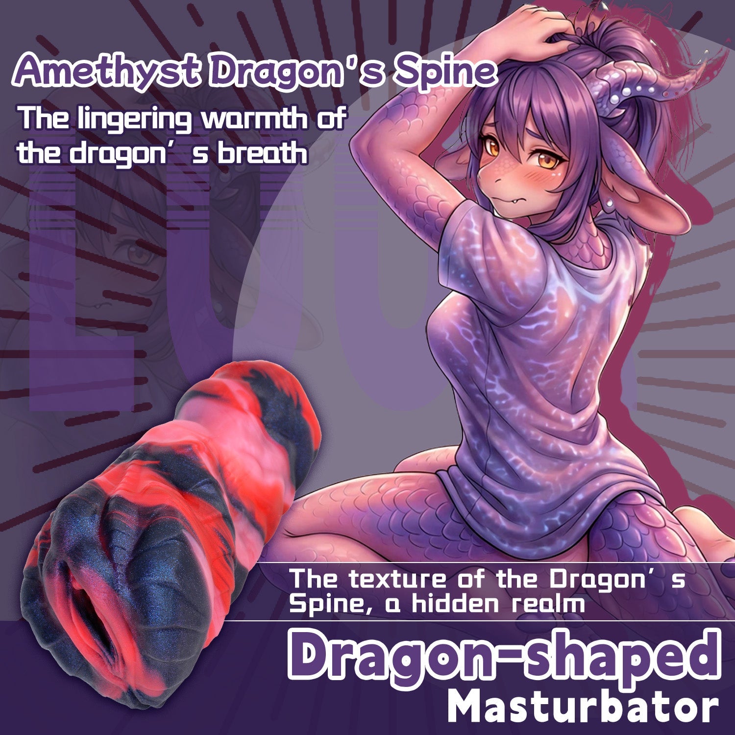 Massage Penis Fantasy Platinum Silicone Alien Pussy – Amethyst Dragon's Spine Handheld Male Masturbation Toy