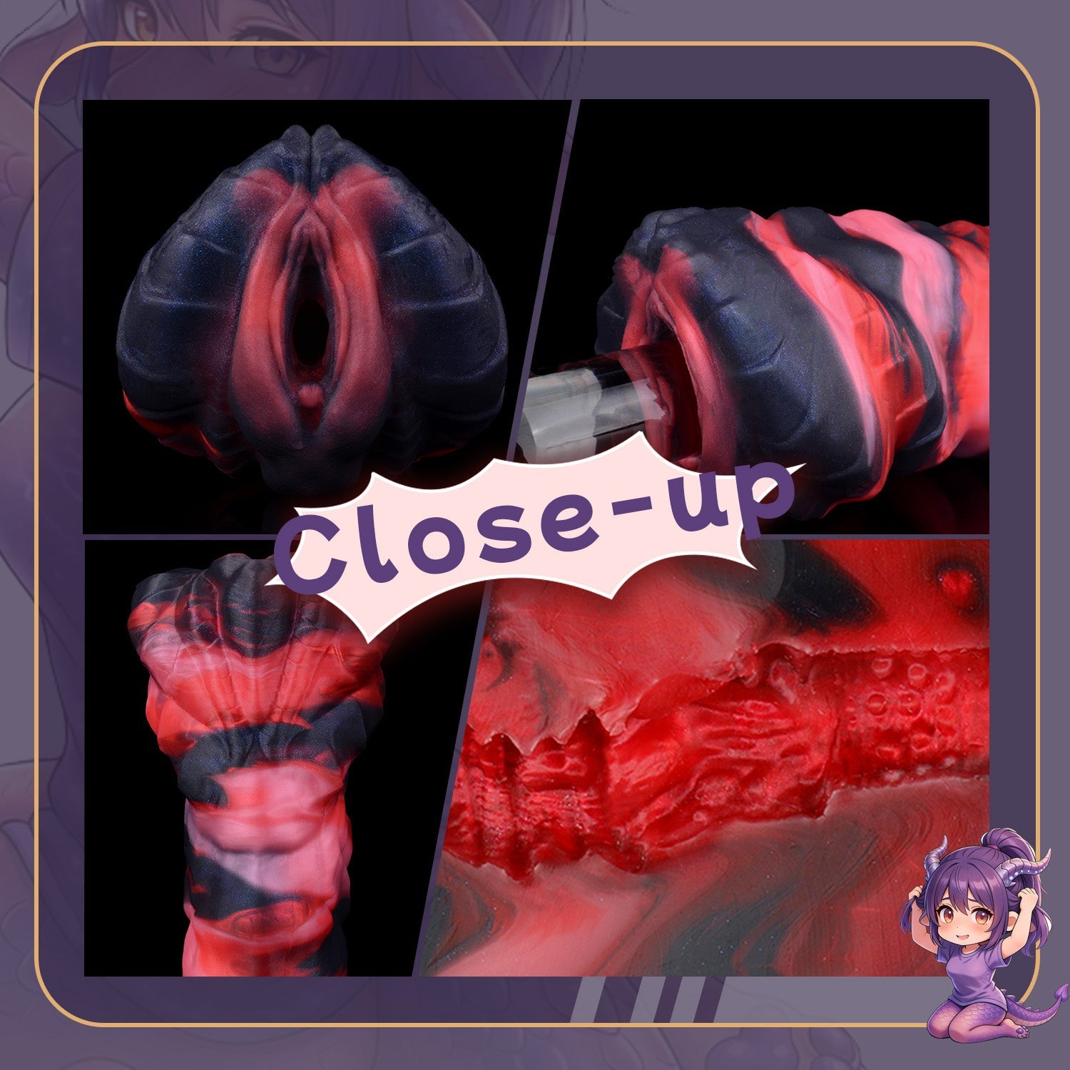 Massage Penis Fantasy Platinum Silicone Alien Pussy – Amethyst Dragon's Spine Handheld Male Masturbation Toy