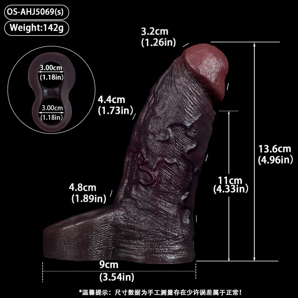 Realistic Black Silicone Penis Sleeve Sheaht - Life Size BBC Cock Extender Sex Toys for Men