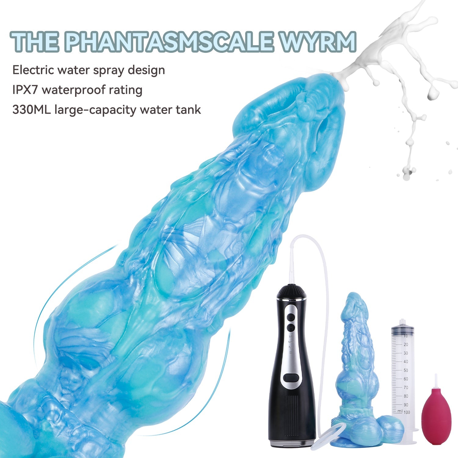 Phantasmscale Wyrm Squirting Dog Dildo – Knotted Fantasy Dildo with Ejaculating Function