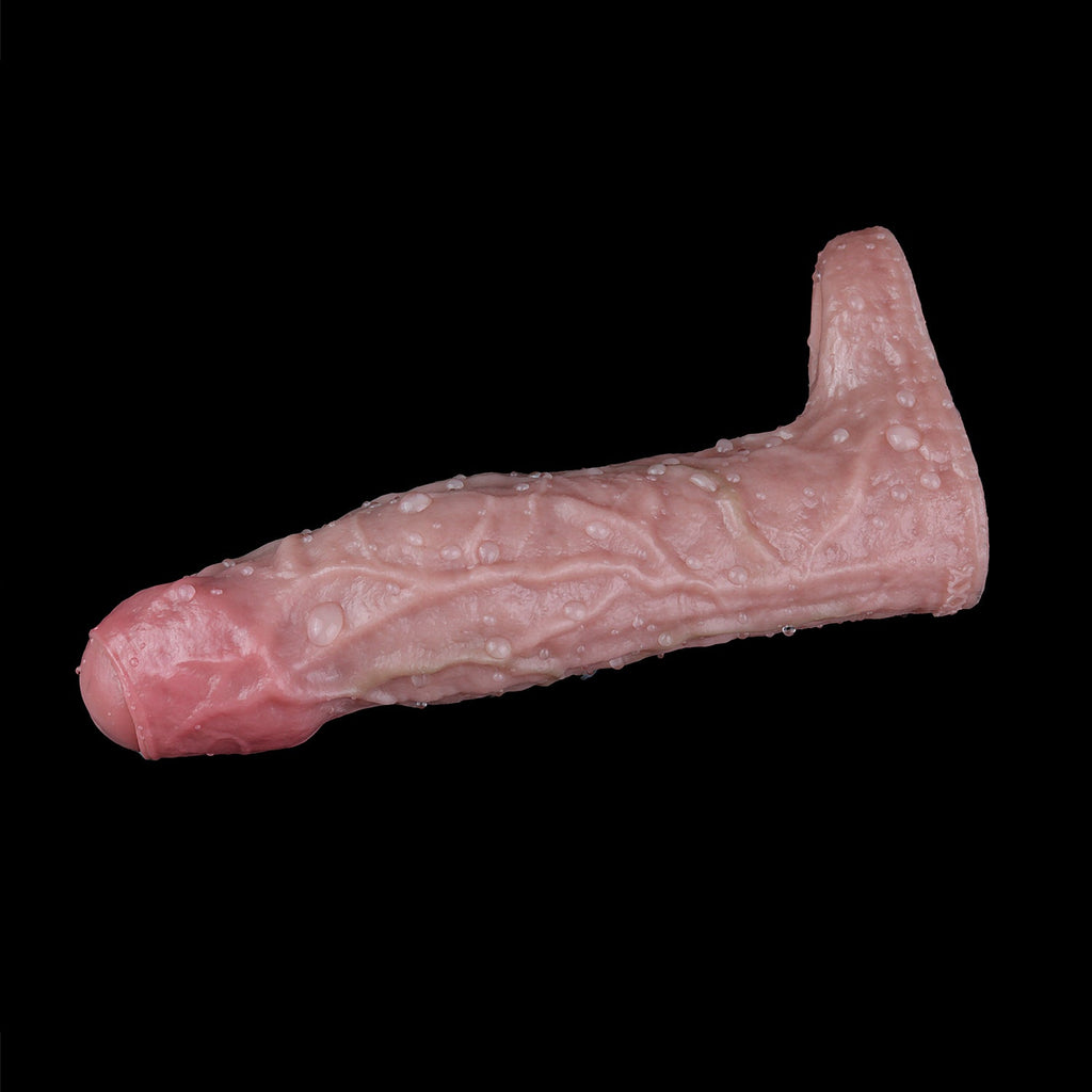 Vibrating Platinum Silicone Cock Sleeve with Remote Control — Realistic Penis Extender for Couples