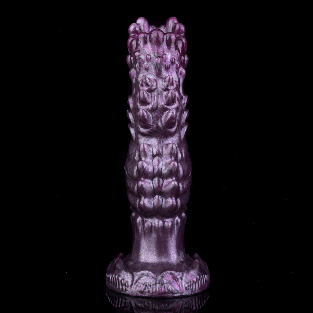 Purple Fantasy Spiked Ovipositor Dildo – Platinum Silicone Monster Expansion Sex Toy for Women