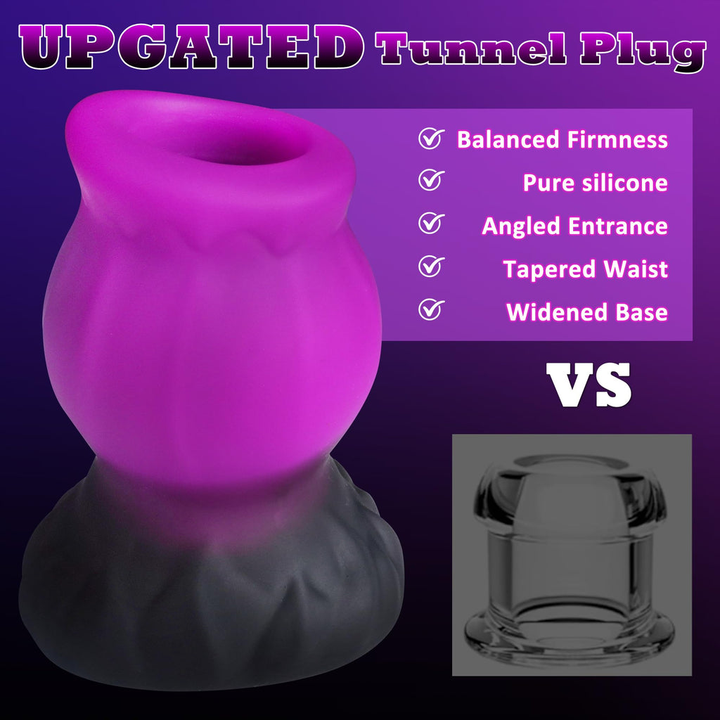 Purple Hollow Silicone Anal Plug with Textured Grip & Wide Base - Tarisss Sex Toy Store