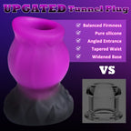 Purple Hollow Silicone Anal Plug with Textured Grip & Wide Base - Tarisss Sex Toy Store