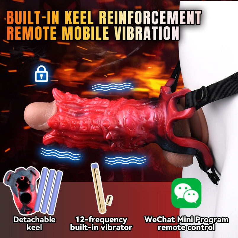 Monsterdildo Strap-on Vibrating Penis Sleeve - Half-Wrap Hollow Dildo Cock Sheath Extender