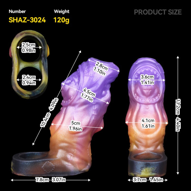 4.5-Inch Fantasy Penis Sleeve – Alien-Inspired Purple-Orange Gradient Silicone Extender