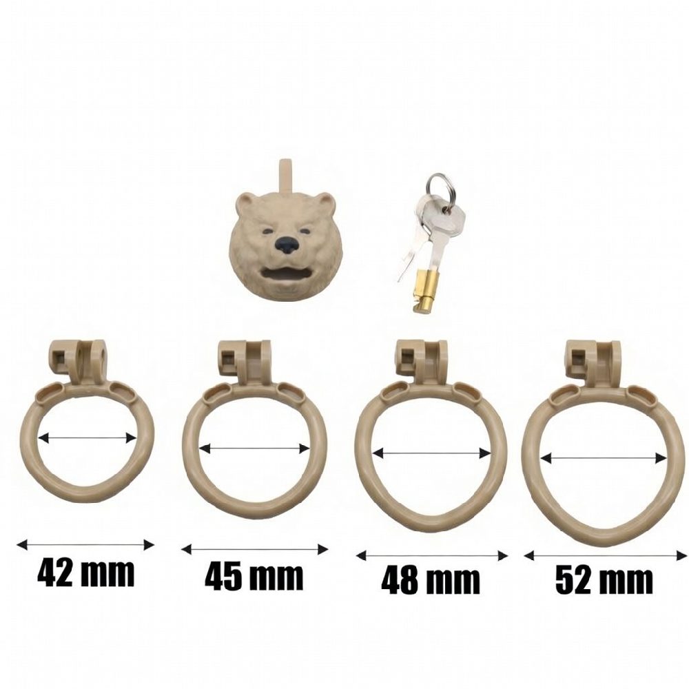 Bear Head Male Chastity Cage – Realistic Bear Head Design with Key Lock
