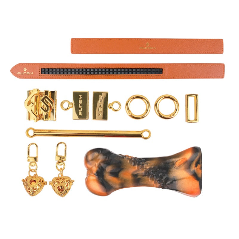 Ink-Orange Bone Mouth Gag Bondage Set - Fantasy Oral Kinky Sex Toys for Women Men