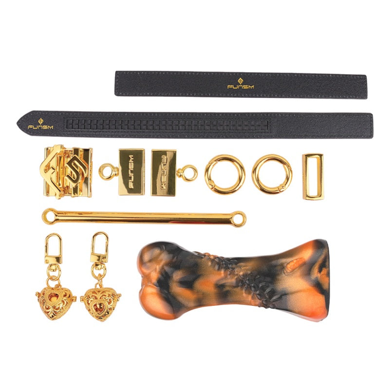 Ink-Orange Bone Mouth Gag Bondage Set - Fantasy Oral Kinky Sex Toys for Women Men