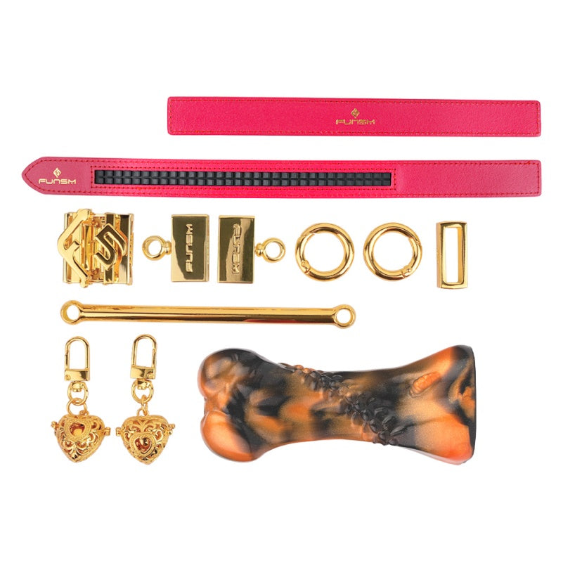 Ink-Orange Bone Mouth Gag Bondage Set - Fantasy Oral Kinky Sex Toys for Women Men