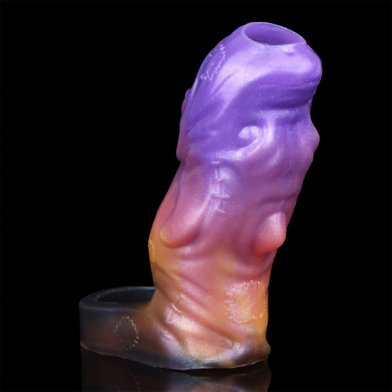 4.5-Inch Fantasy Penis Sleeve – Alien-Inspired Purple-Orange Gradient Silicone Extender