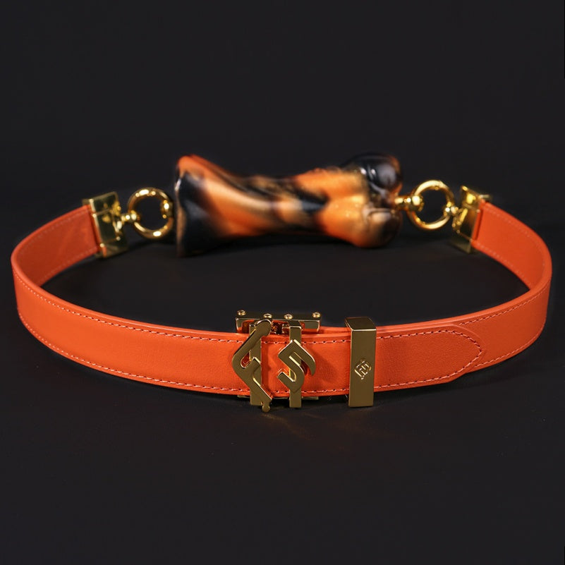 Ink-Orange Bone Mouth Gag Bondage Set - Fantasy Oral Kinky Sex Toys for Women Men