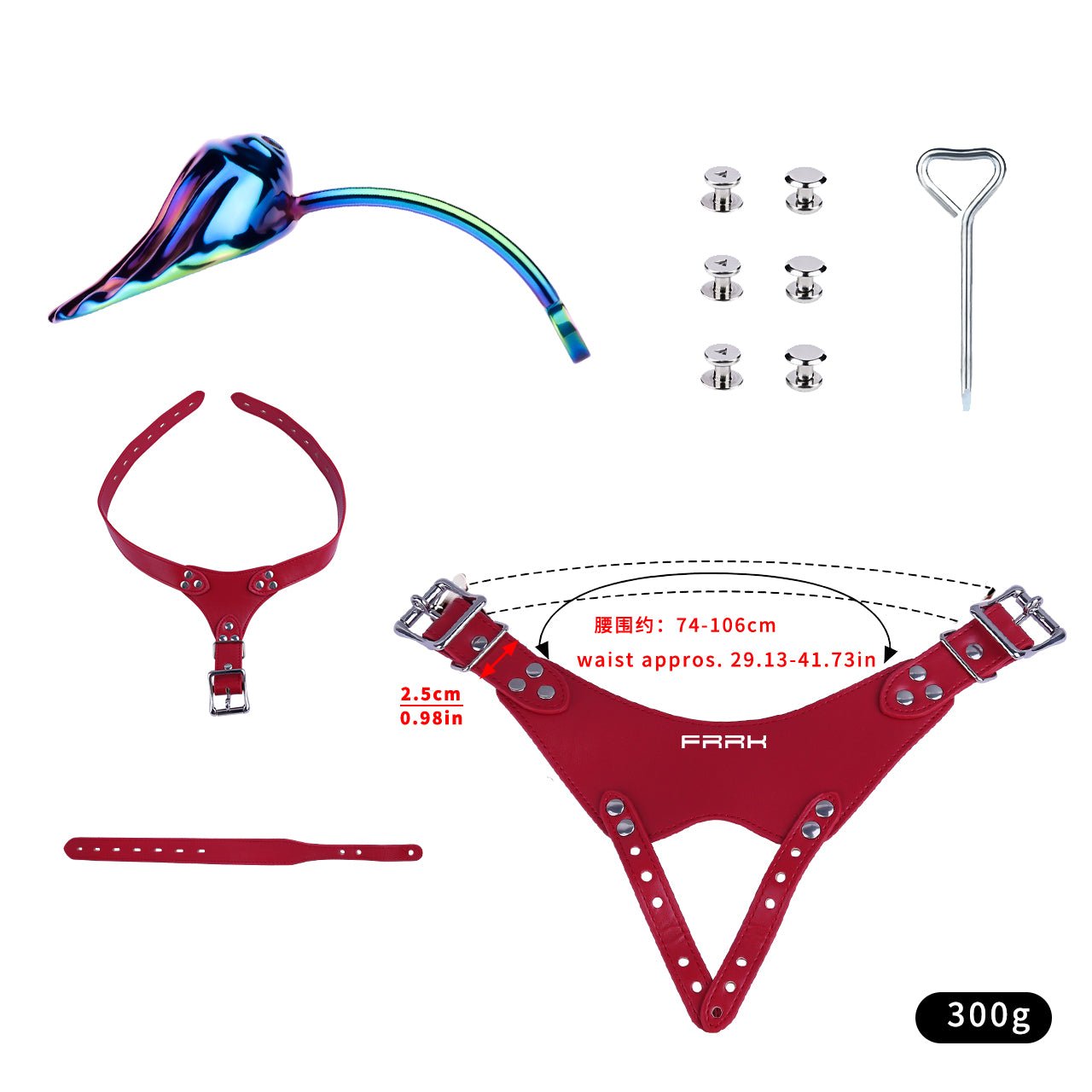 Rainbow Shell - Design Chastity Cage with Red Adjustable Harness - Tarisss Sex Toy Store