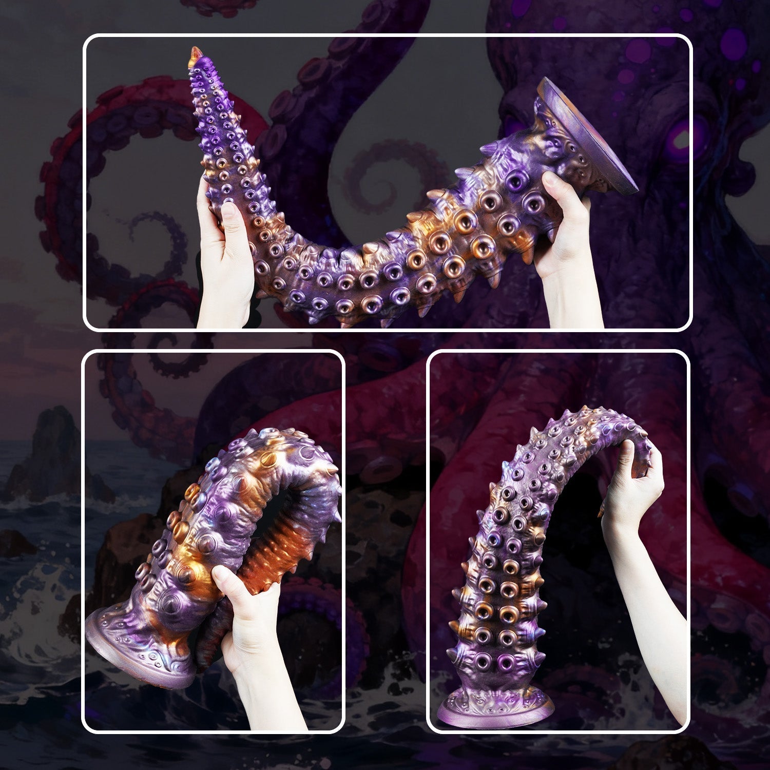 Rainbow Spiral Beast Twisting Fantasy Dildo with Suction Cup - Tarisss Sex Toy Store