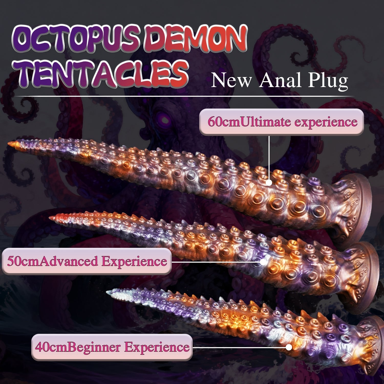 Rainbow Spiral Beast Twisting Fantasy Dildo with Suction Cup - Tarisss Sex Toy Store
