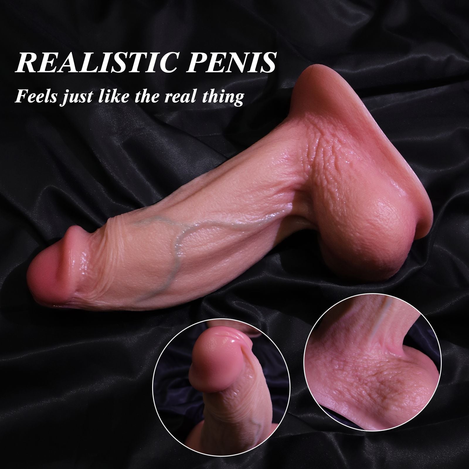 RealFeel Silicone Dildo with Veined Texture and Suction Cup Base - Tarisss Sex Toy Store