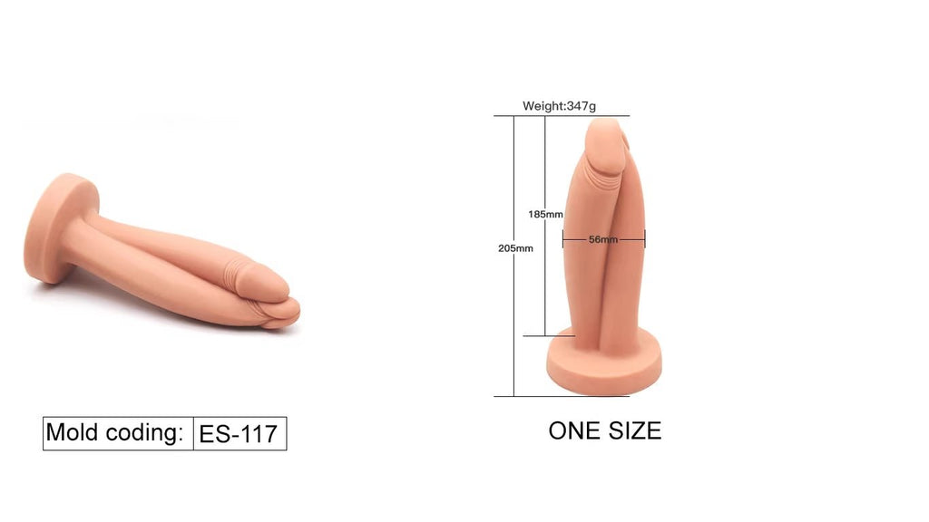 Realistic Double - Shaft Silicone Dildo with Rounded Head & Strong Suction Base - Tarisss Sex Toy Store