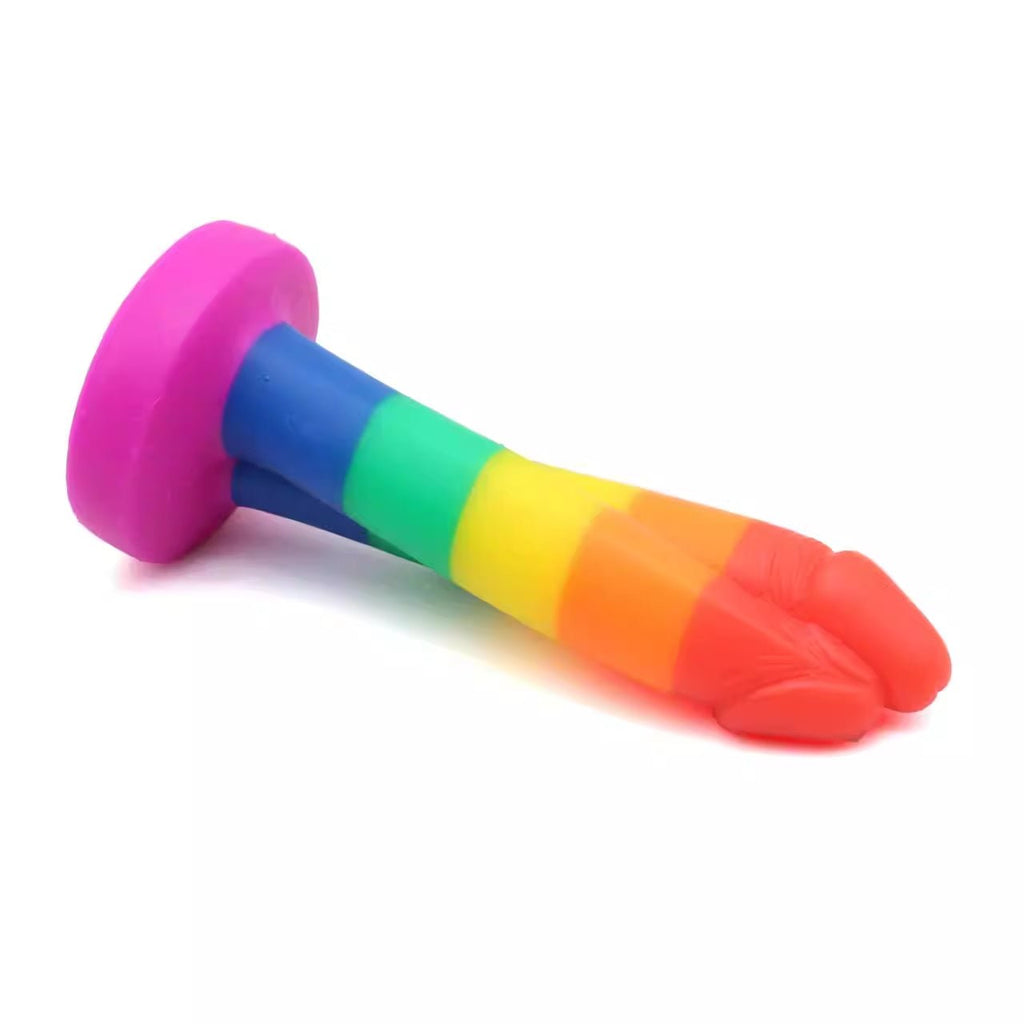 Realistic Double - Shaft Silicone Dildo with Rounded Head & Strong Suction Base - Tarisss Sex Toy Store