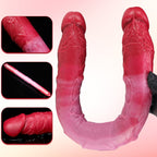 Realistic Dual - Ended Silicone Dildo with Curved Textured Shaft - Tarisss Sex Toy Store