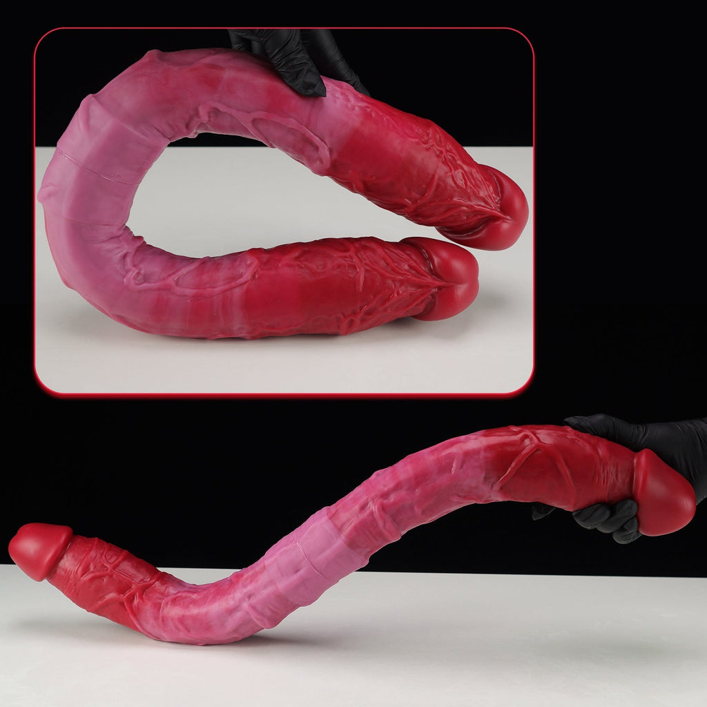 Realistic Dual - Ended Silicone Dildo with Curved Textured Shaft - Tarisss Sex Toy Store