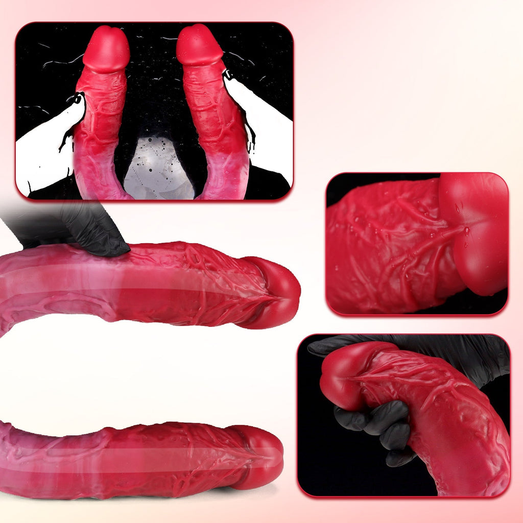 Realistic Dual - Ended Silicone Dildo with Curved Textured Shaft - Tarisss Sex Toy Store