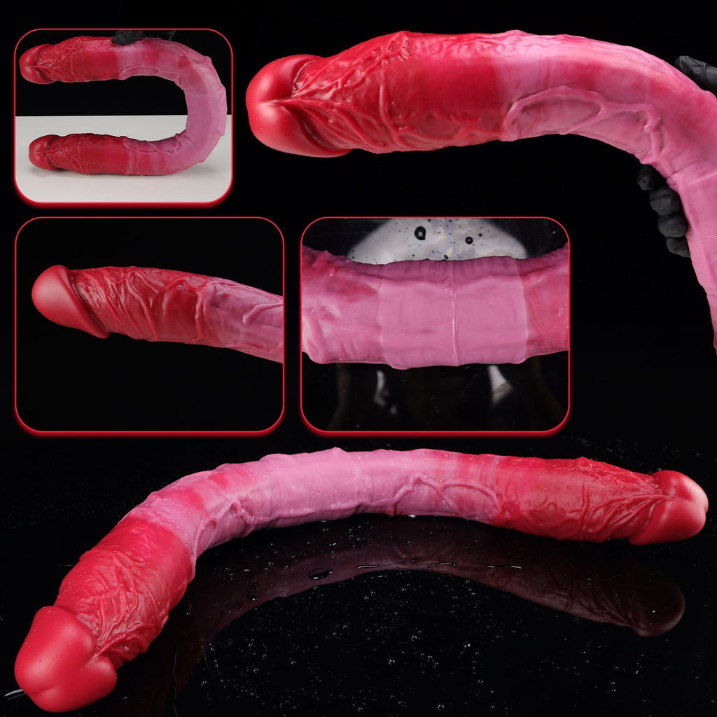 Realistic Dual - Ended Silicone Dildo with Curved Textured Shaft - Tarisss Sex Toy Store