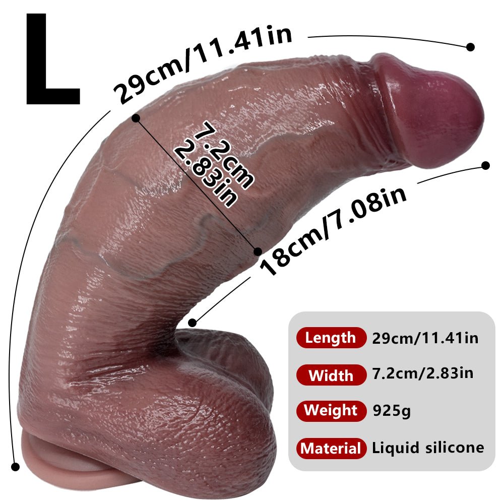 Realistic Dual - Layer Silicone Dildo with Suction Cup Base – Multi - Size Options - Tarisss Sex Toy Store
