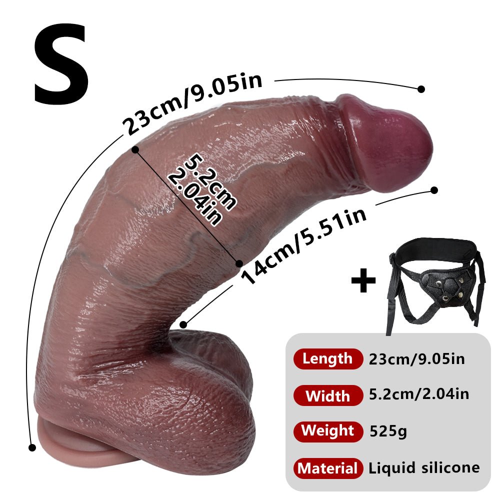 Realistic Dual - Layer Silicone Dildo with Suction Cup Base – Multi - Size Options - Tarisss Sex Toy Store