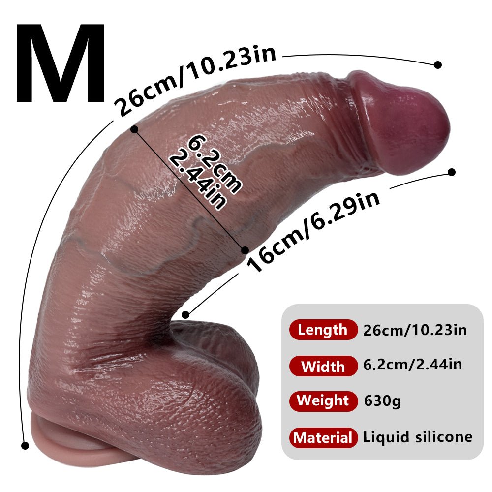 Realistic Dual - Layer Silicone Dildo with Suction Cup Base – Multi - Size Options - Tarisss Sex Toy Store