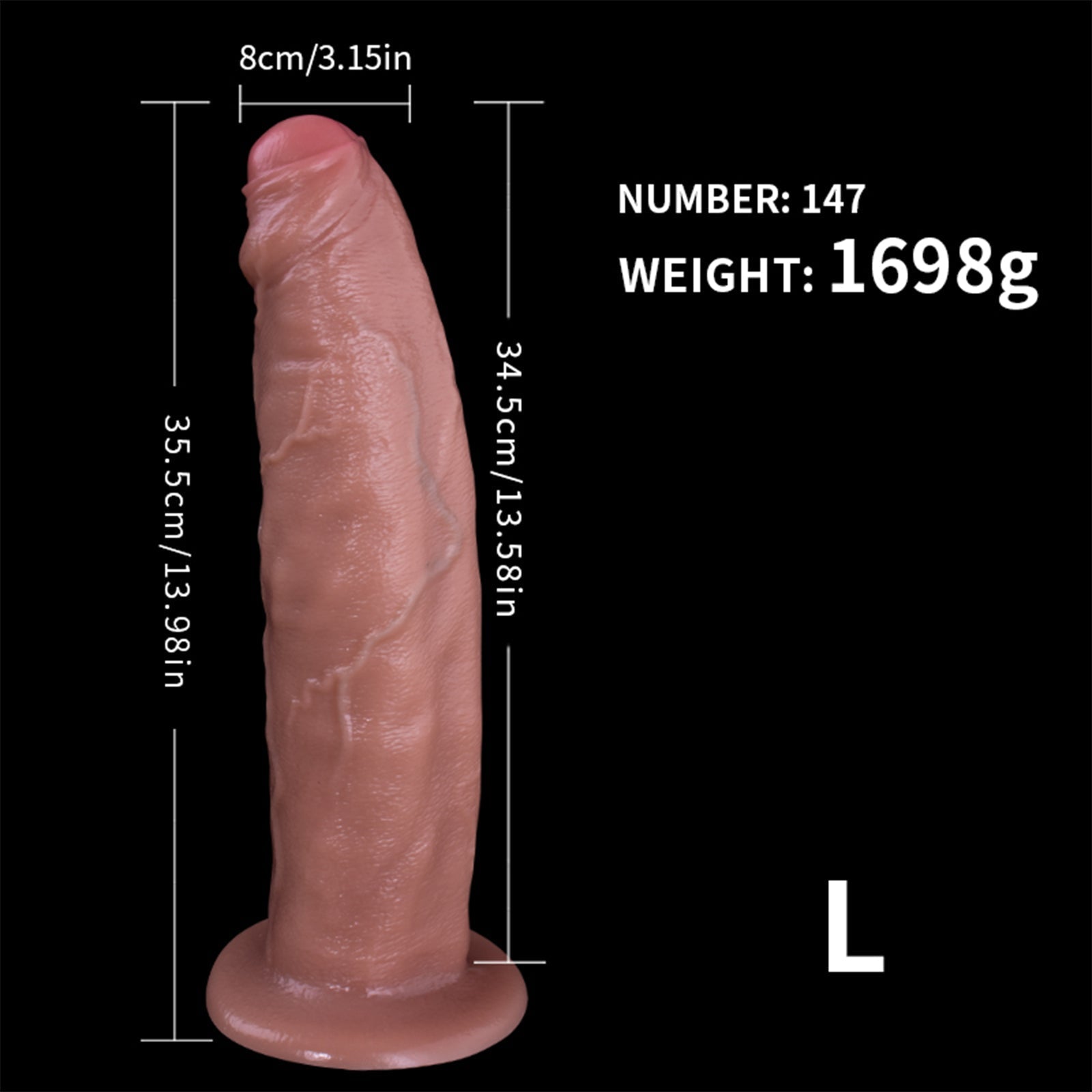 Realistic Silicone Dildo with Rounded Head & Suction Base - Tarisss Sex Toy Store