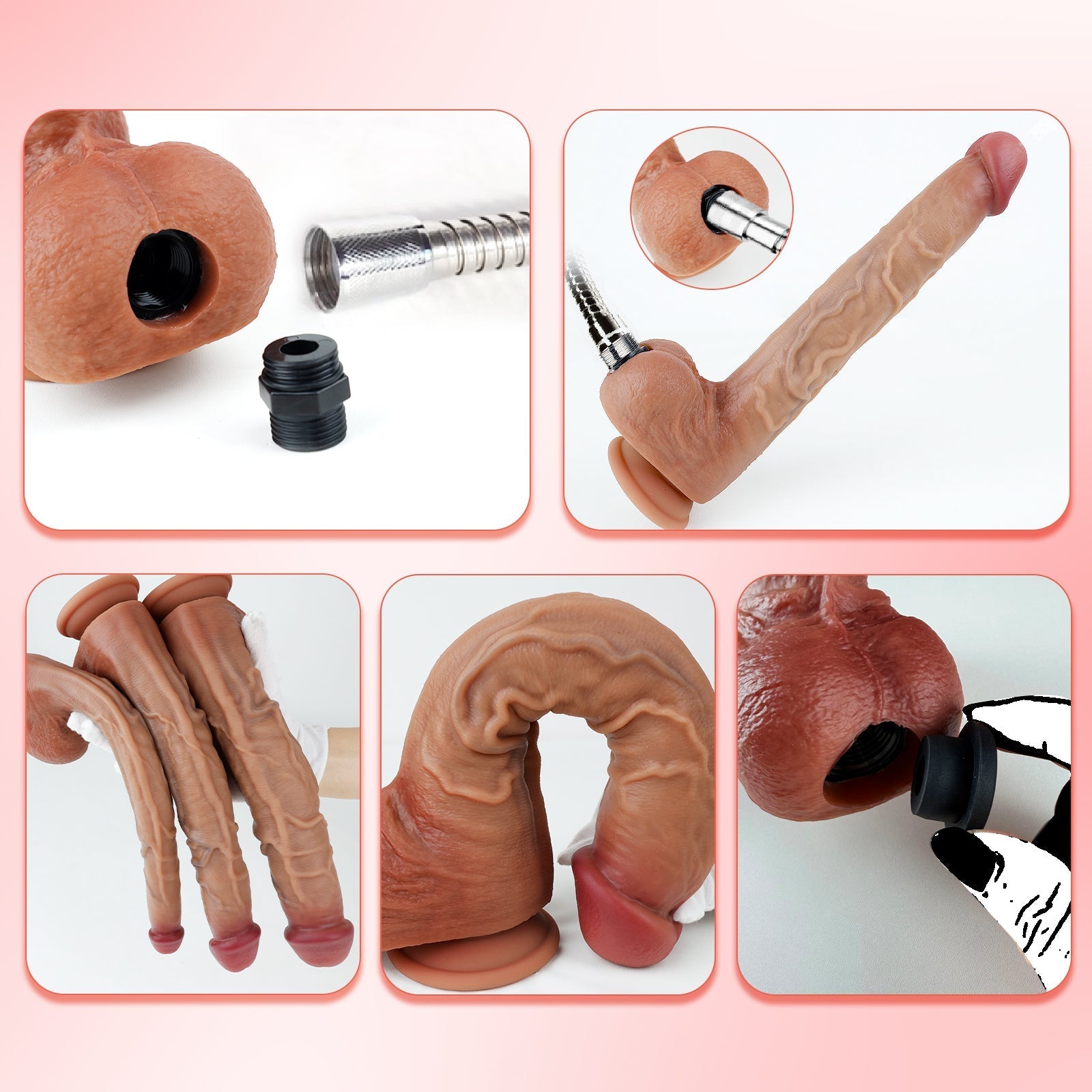 Realistic Silicone Dildo with Suction Base & Connector Port - Tarisss Sex Toy Store