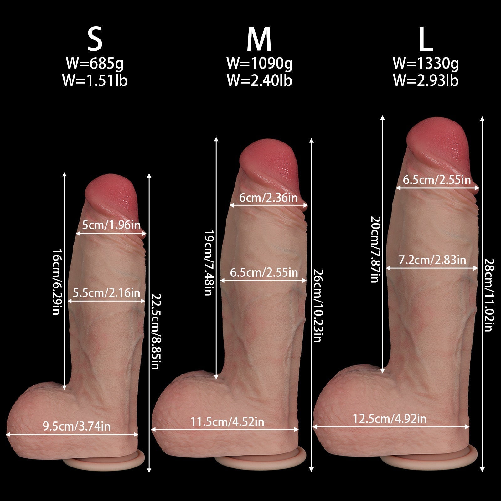 Realistic Silicone Dildo with Suction Base – Multi - Size (S/M/L) - Tarisss Sex Toy Store
